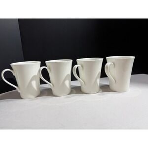 Mikasa Lausanne Bone China Mugs Set of 4 White Flared Coffee Tea Cups Dishwasher